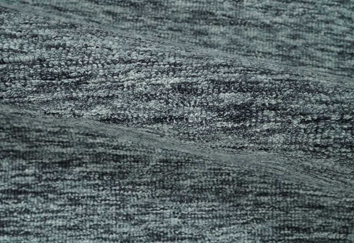 Gray and Charcoal Modern Solid Hand Tufted Natural Wool Area Rug.