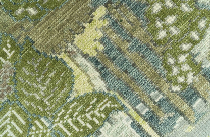 Green And Gray Nature Jungle Hand Knotted Custom Made wool area rug.