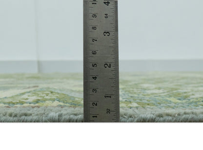 Green And Gray Nature Jungle Hand Knotted Custom Made wool area rug.