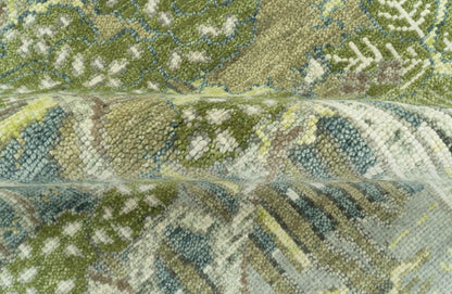 Green And Gray Nature Jungle Hand Knotted Custom Made wool area rug.