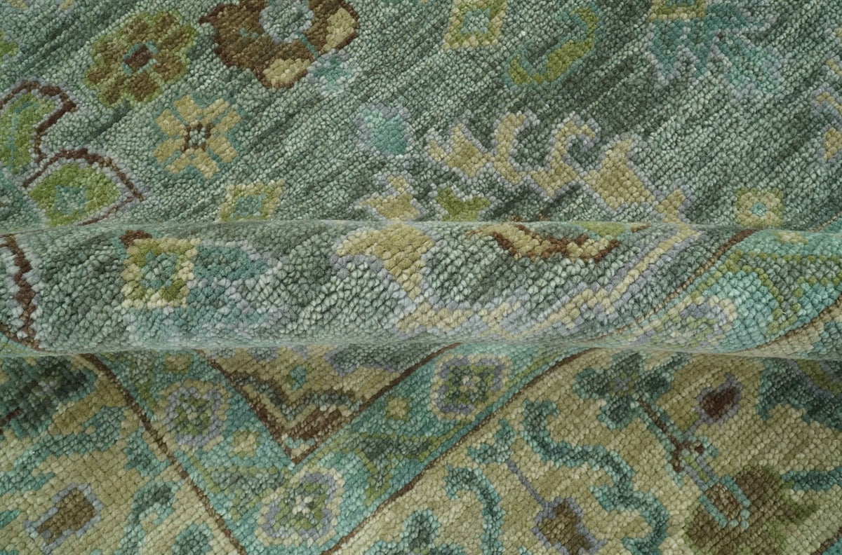 Green and Olive Hand Knotted Traditional Oushak Multi Size wool area rug.