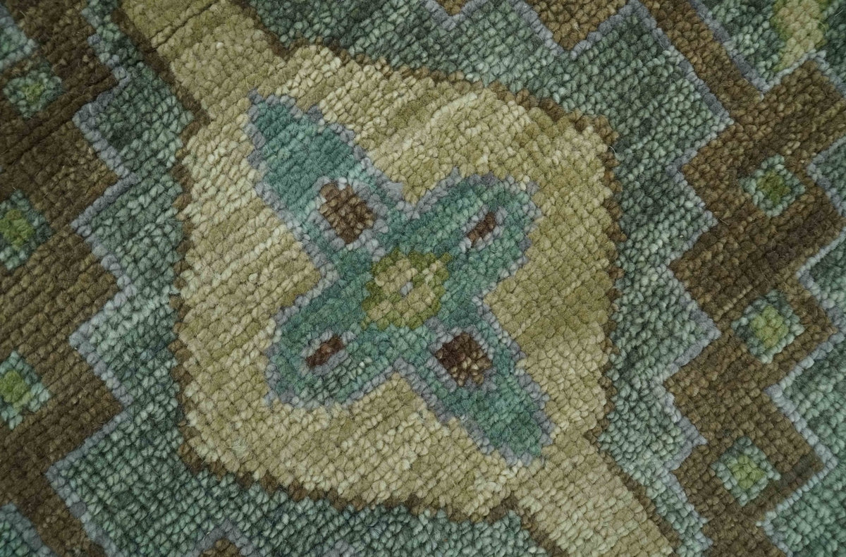 Green and Olive Hand Knotted Traditional Oushak Multi Size wool area rug.