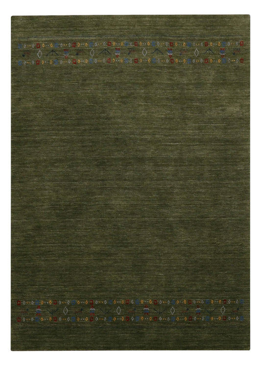 Green Contemporary Design Hand Loomed Wool Area Rug.