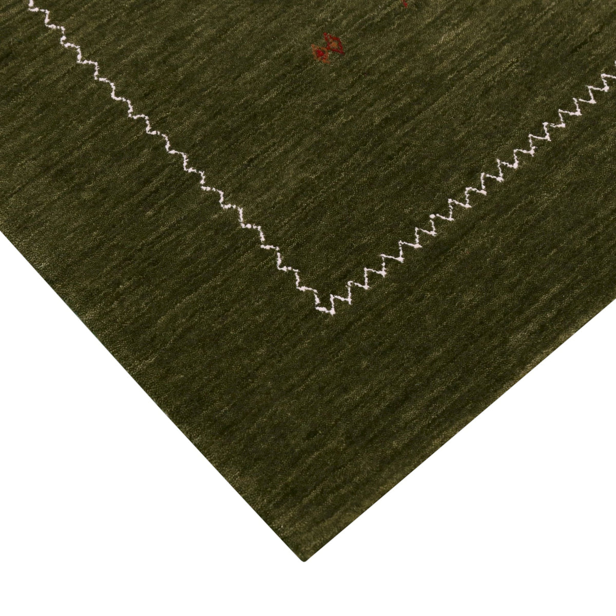 Green Modern Design Hand Loomed Wool Area Rug.