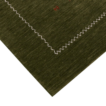 Green Modern Design Hand Loomed Wool Area Rug.