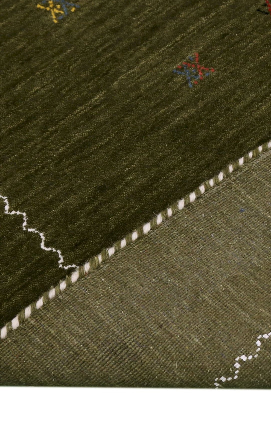 Green Modern Design Hand Loomed Wool Area Rug.