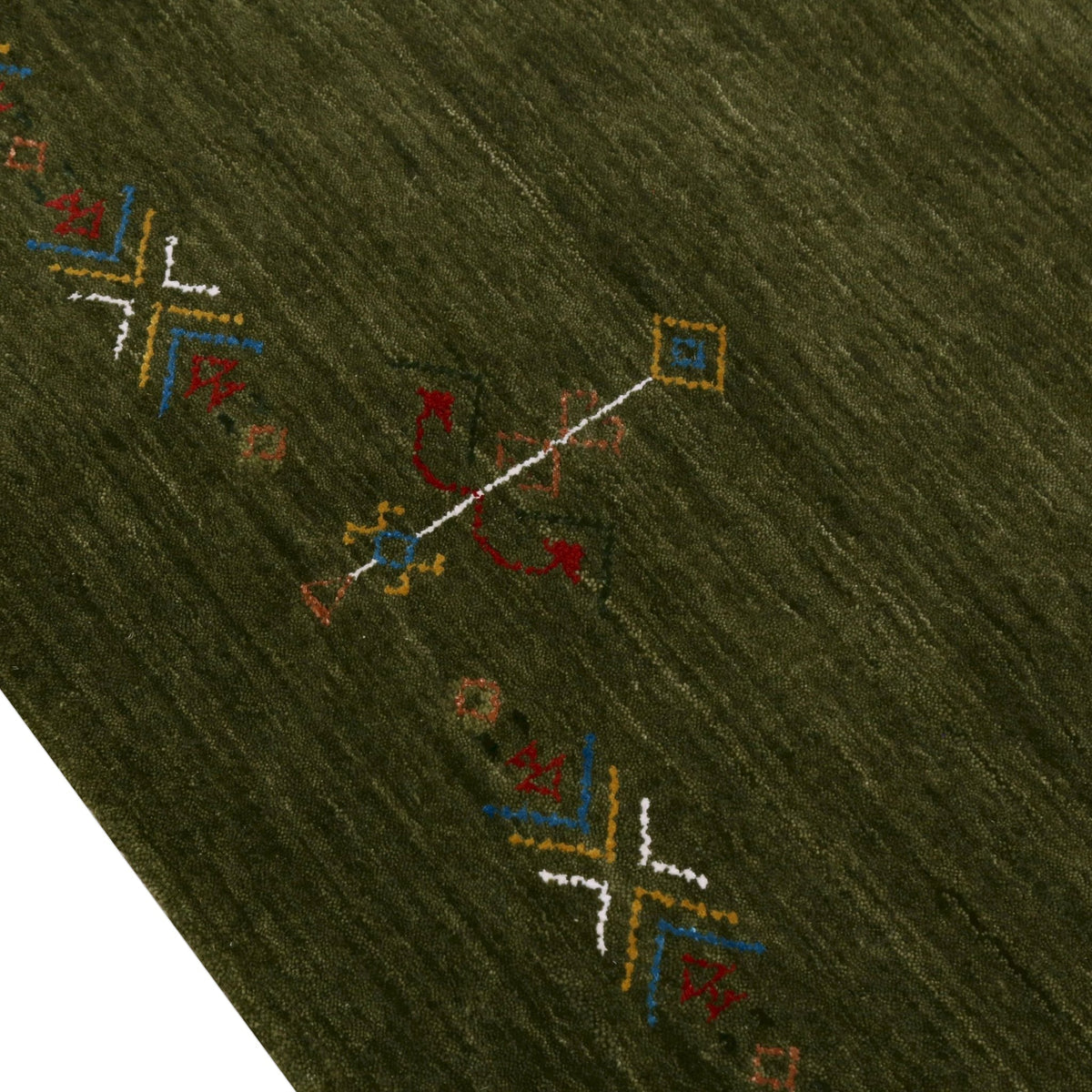 Green Tribal Center Medallion Hand Loomed Wool Area Rug.