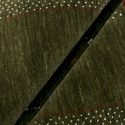 Green Tribal Center Pattern Hand Loomed Wool Area Rug.