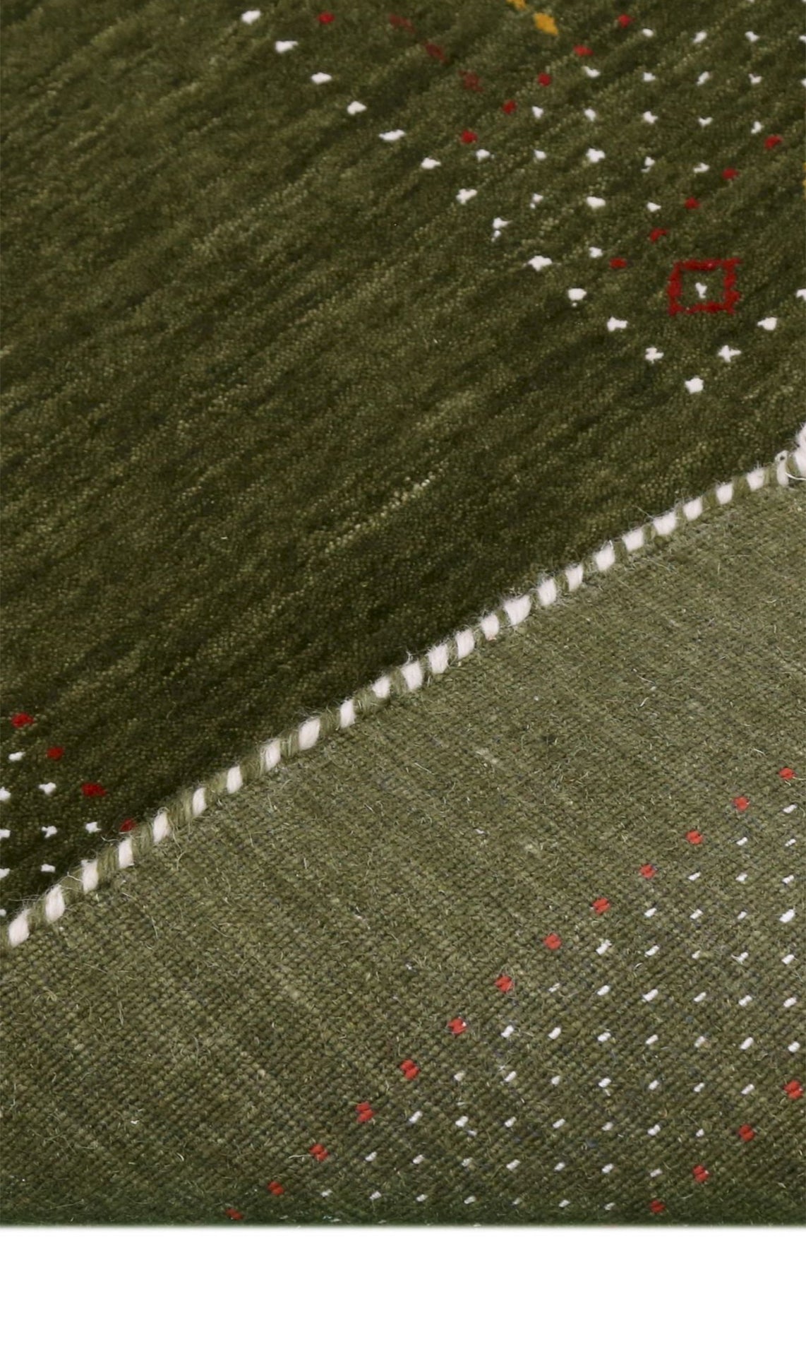 Green Tribal Center Pattern Hand Loomed Wool Area Rug.