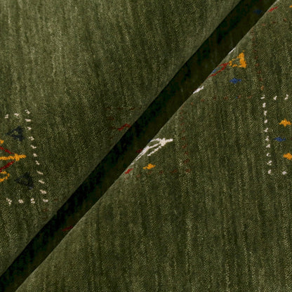 Green Tribal Design Hand Loomed Wool Area Rug