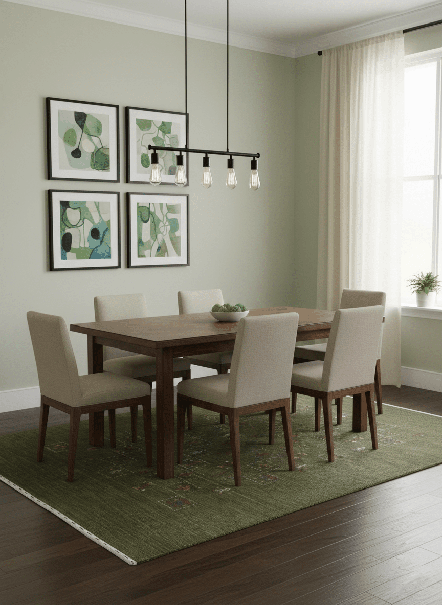 Green Tribal Design Hand Loomed Wool Area Rug