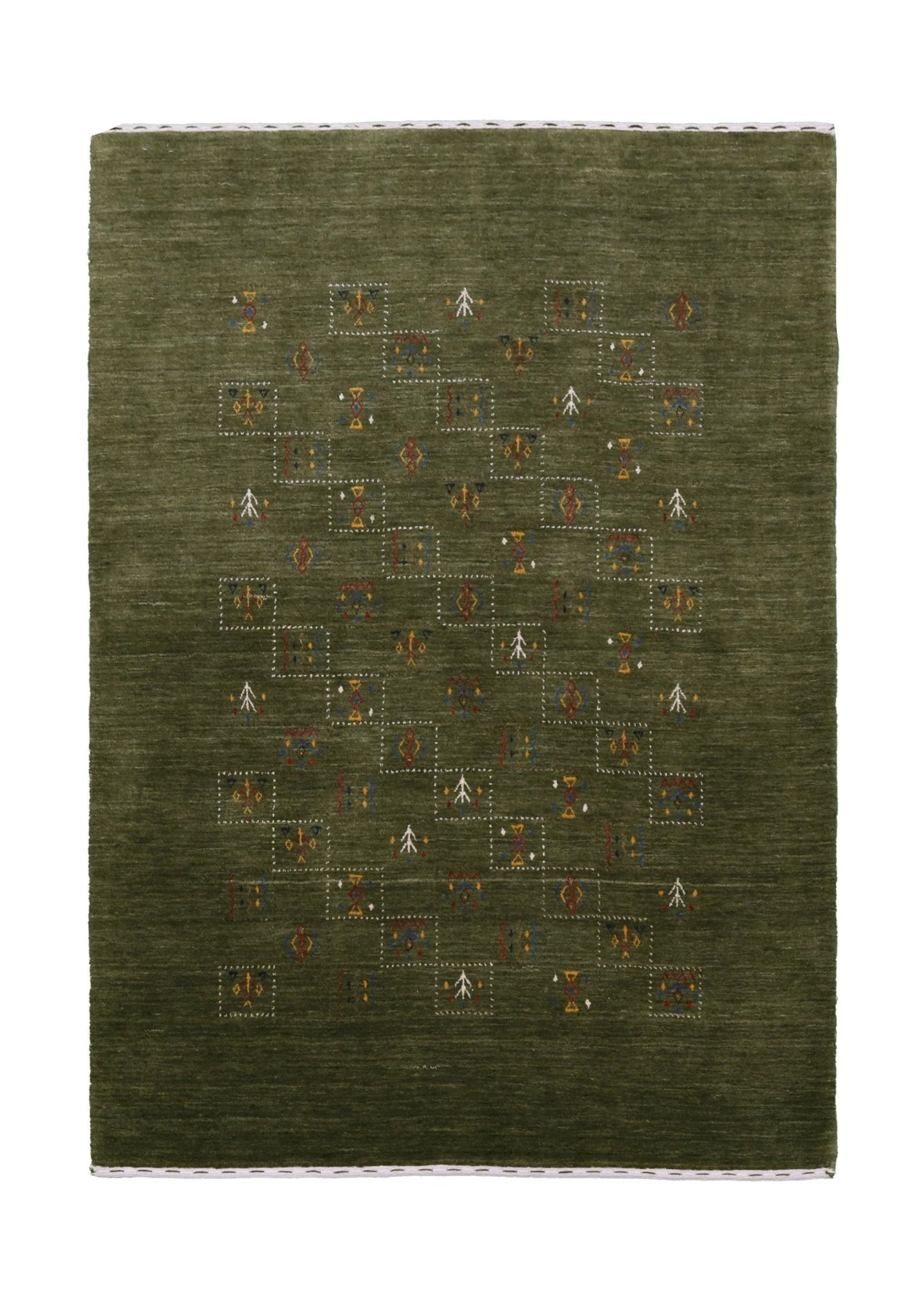 Green Tribal Design Hand Loomed Wool Area Rug