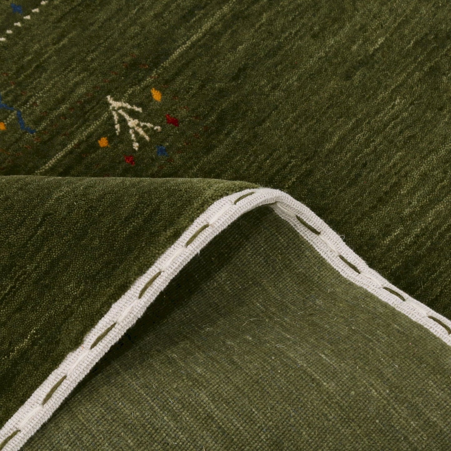 Green Tribal Design Hand Loomed Wool Area Rug