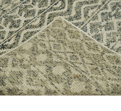 Hand Knotted 4x6 Beige, Camel and Olive Modern Contemporary Southwestern Tribal Trellis Recycled Silk Area Rug.