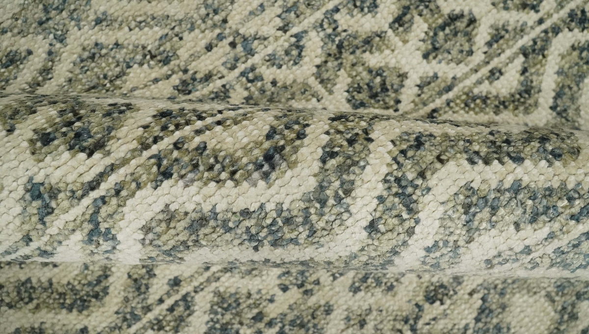 Hand Knotted 4x6 Beige, Camel and Olive Modern Contemporary Southwestern Tribal Trellis Recycled Silk Area Rug.