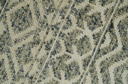 Hand Knotted 4x6 Beige, Camel and Olive Modern Contemporary Southwestern Tribal Trellis Recycled Silk Area Rug.