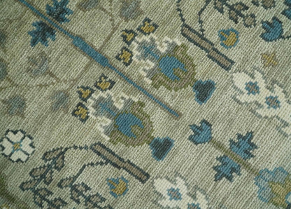 Tree of life Hand Knotted Traditional Beige and Blue Vintage Style Custom Made Wool Area Rug.