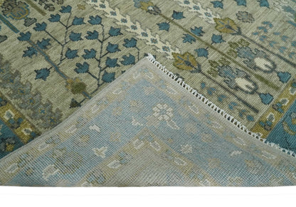Tree of life Hand Knotted Traditional Beige and Blue Vintage Style Custom Made Wool Area Rug.