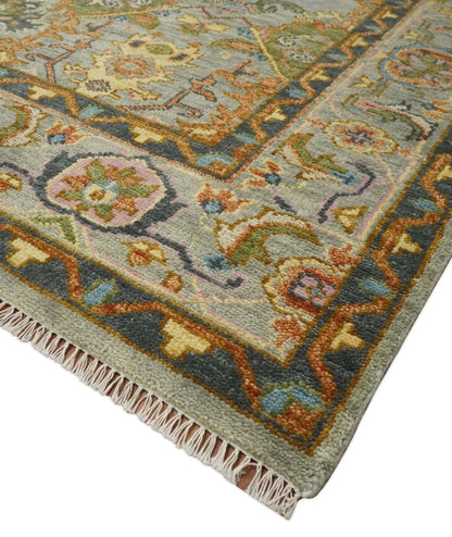 Hand knotted Silver, Rust and Gray Traditional Oushak Custom Made wool Rug.