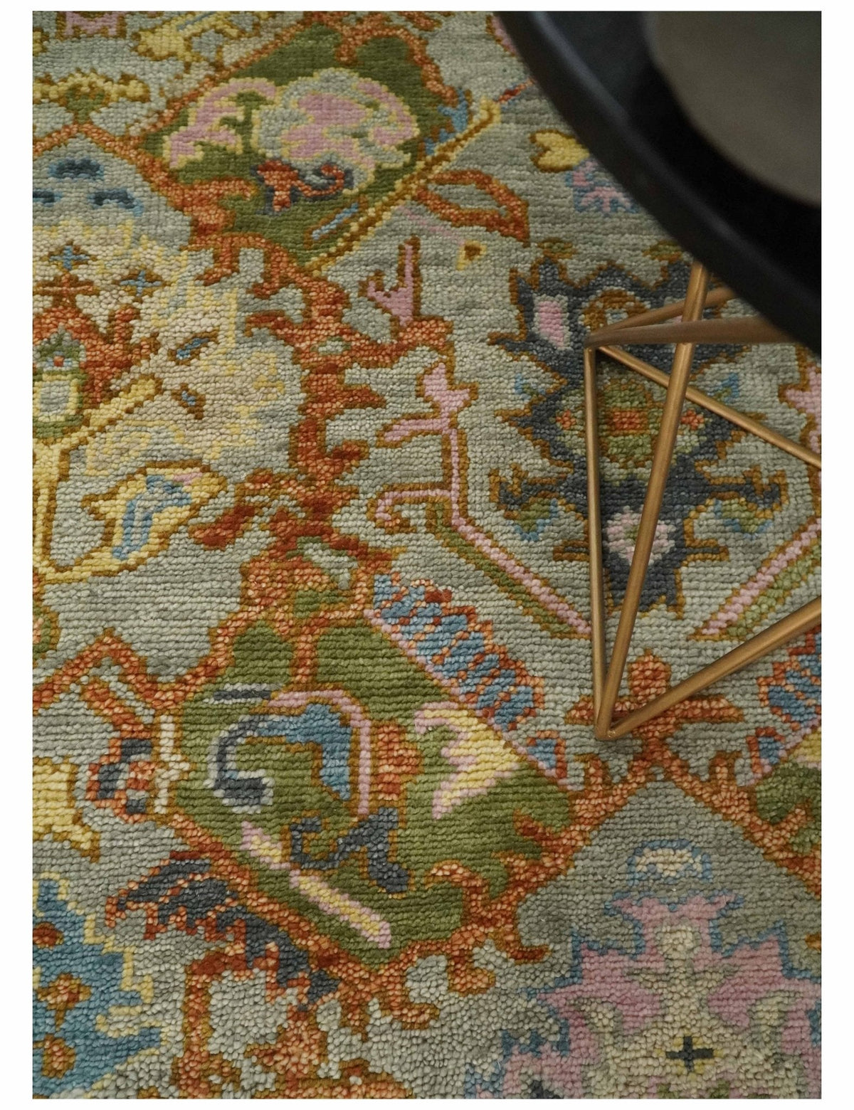 Hand knotted Silver, Rust and Gray Traditional Oushak Custom Made wool Rug.