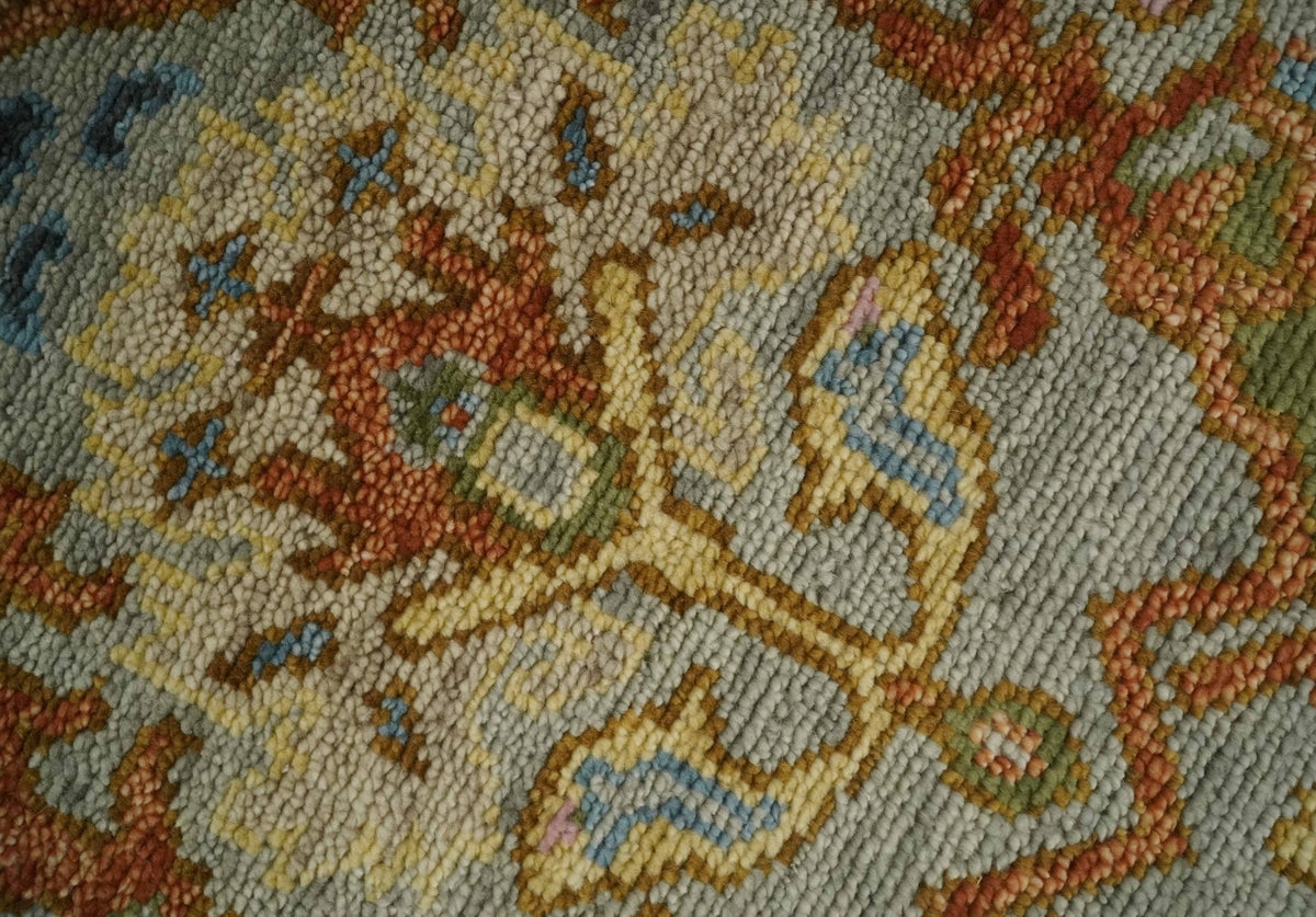 Hand knotted Silver, Rust and Gray Traditional Oushak Custom Made wool Rug.