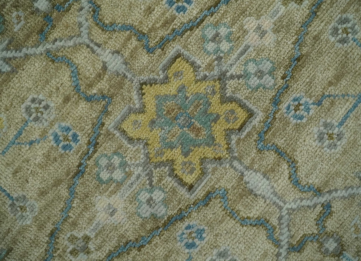 Hand Knotted Beige, Ivory and Gray Traditional Oushak Custom Made Wool Rug.