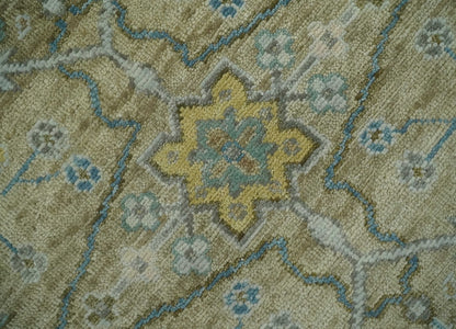 Hand Knotted Beige, Ivory and Gray Traditional Oushak Custom Made Wool Rug.