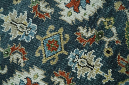 Hand Knotted Green and Ivory Traditional Oriental Oushak Custom Made Wool Area Rug.