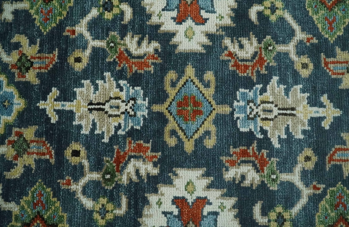 Hand Knotted Green and Ivory Traditional Oriental Oushak Custom Made Wool Area Rug.