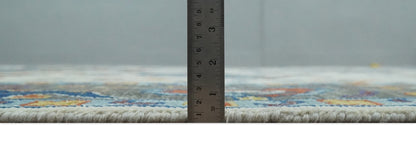 Hand Knotted Ivory, Charcoal and Blue Traditional Oushak Multi size Wool Area Rug.