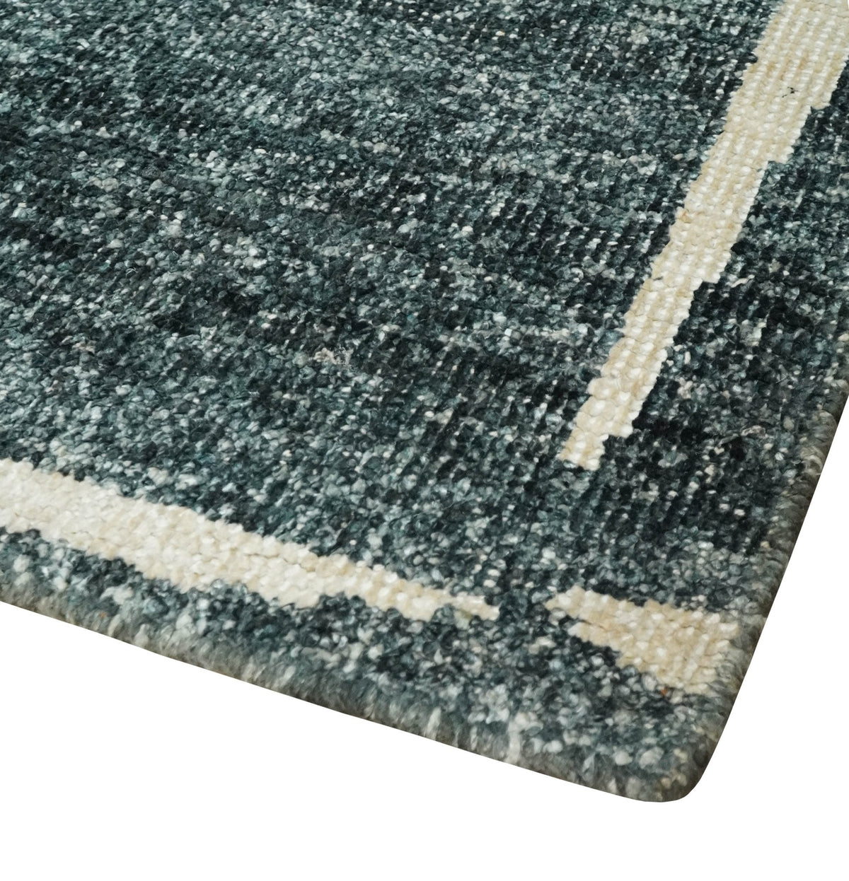 Hand Knotted 5x8 Charcoal and Olive Floral Design Recycled Silk Area Rug.