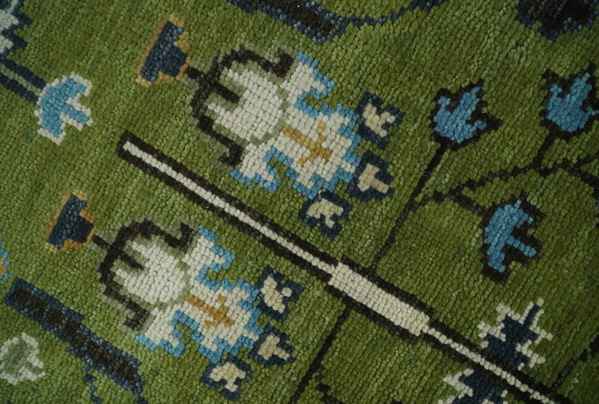 Custom Made Runner Tree of life Green And Ivory Hand Knotted Rug.