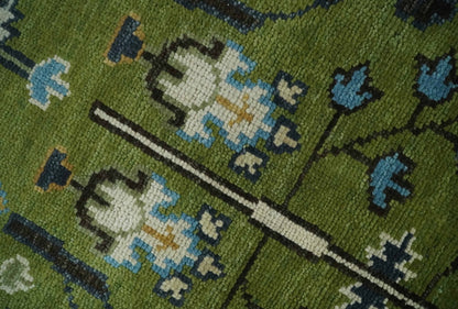 Custom Made Runner Tree of life Green And Ivory Hand Knotted Rug.