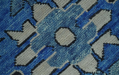 Blue and Black  Hand Knotted  Traditional Heriz Multi Size Wool Area Rug.