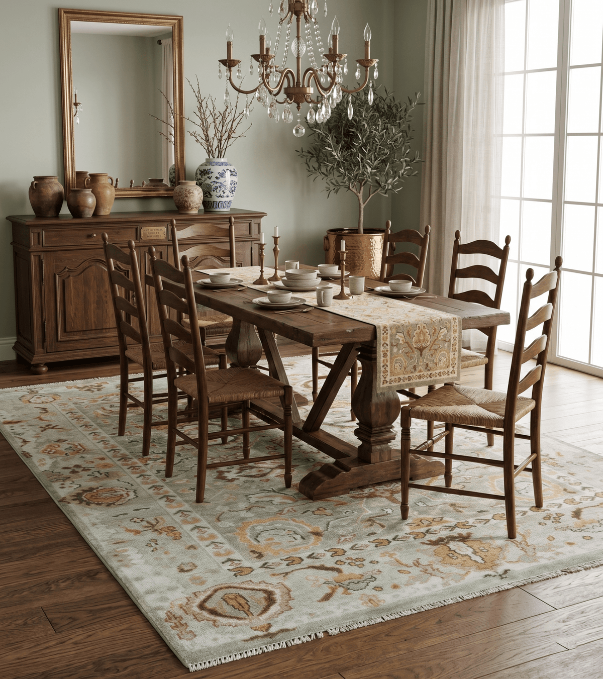 Hand Knotted Antique Peach and Beige Traditional Oushak Custom Made Wool Area Rug.