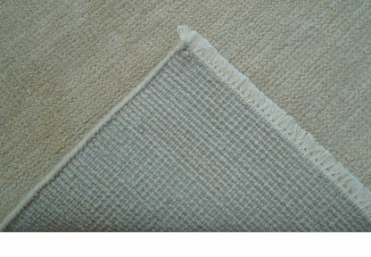 Hand Knotted Beige Modern Solid Design Wool And Silk Rug.