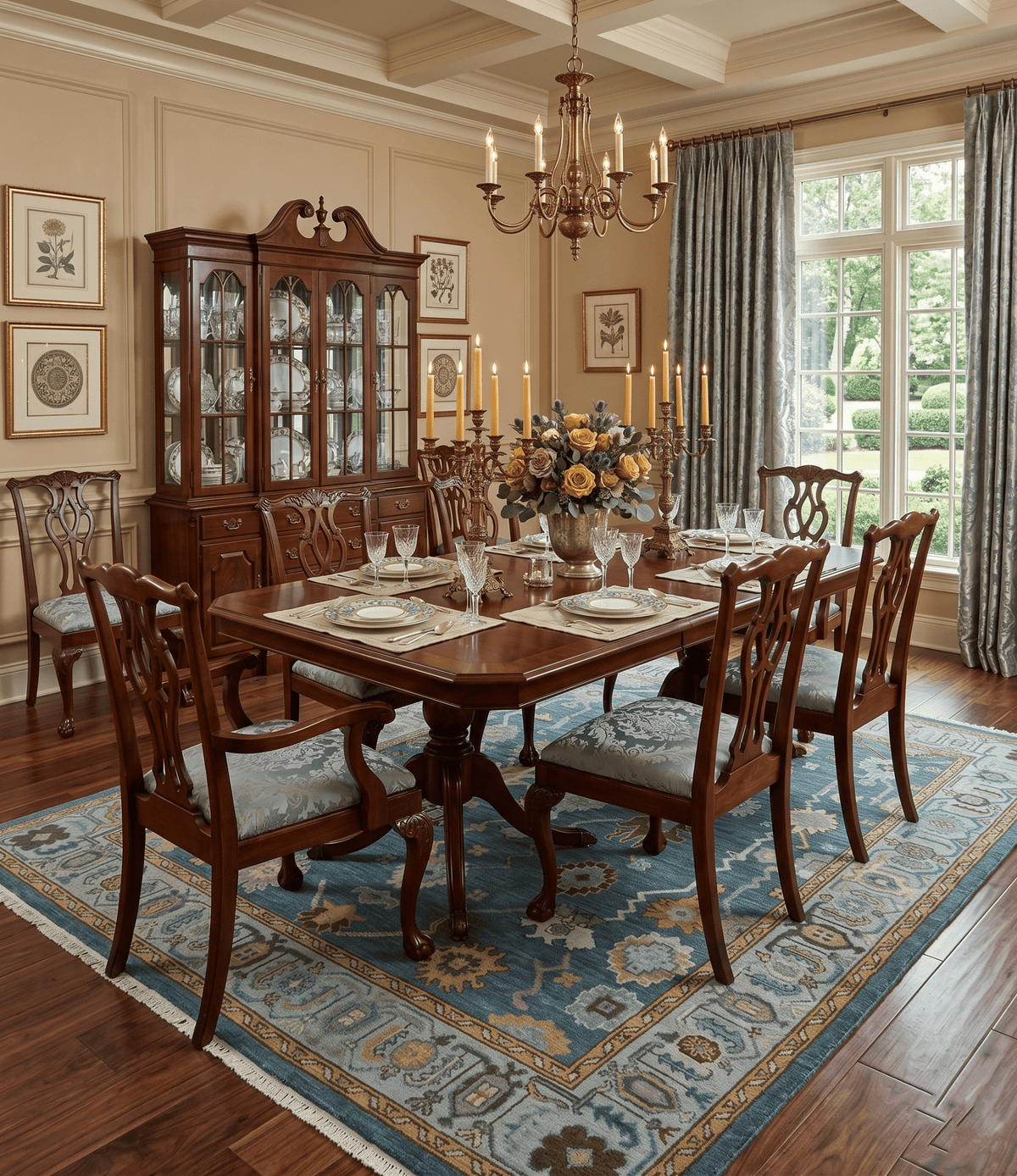 Hand Knotted Charcoal and Brown Vibrant colorful Oushak Wool Area Rug.