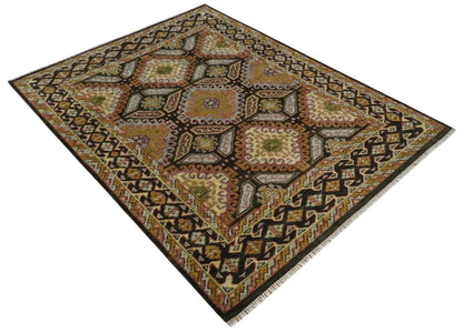 Olive, Gold, Black and Brown Oriental Traditional Hand Knotted Multi Size Wool Area Rug, Living Room and Bedroom Rug.