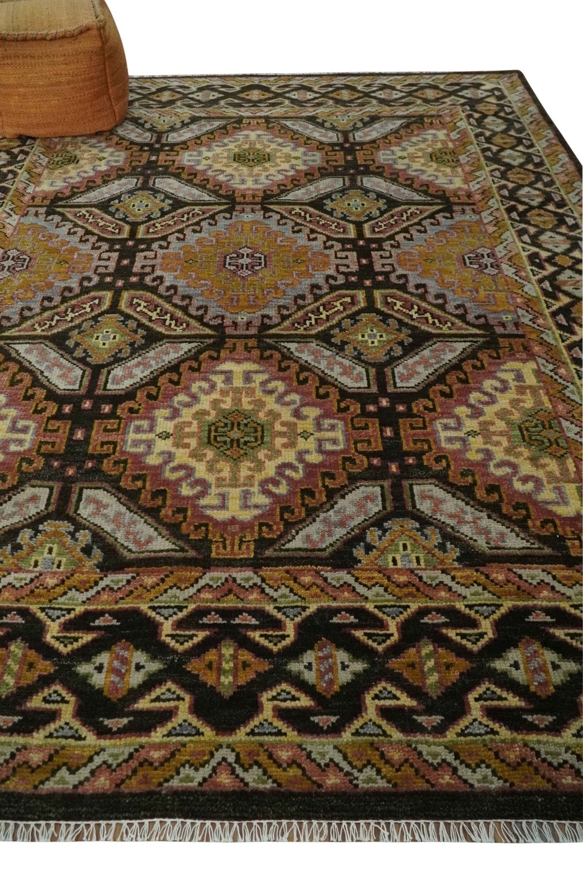 Olive, Gold, Black and Brown Oriental Traditional Hand Knotted Multi Size Wool Area Rug, Living Room and Bedroom Rug.