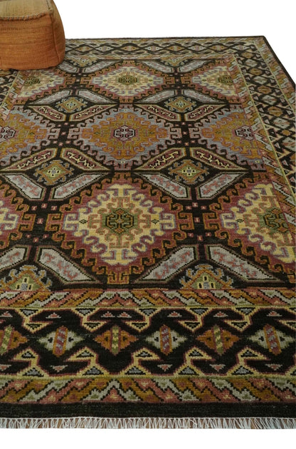 Olive, Gold, Black and Brown Oriental Traditional Hand Knotted Multi Size Wool Area Rug, Living Room and Bedroom Rug.