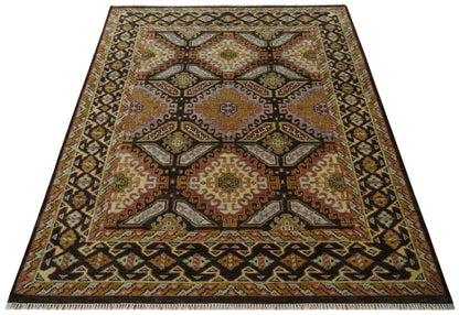 Olive, Gold, Black and Brown Oriental Traditional Hand Knotted Multi Size Wool Area Rug, Living Room and Bedroom Rug.