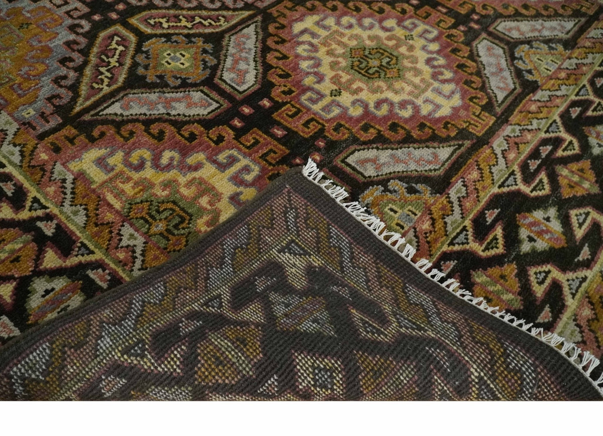 Olive, Gold, Black and Brown Oriental Traditional Hand Knotted Multi Size Wool Area Rug, Living Room and Bedroom Rug.
