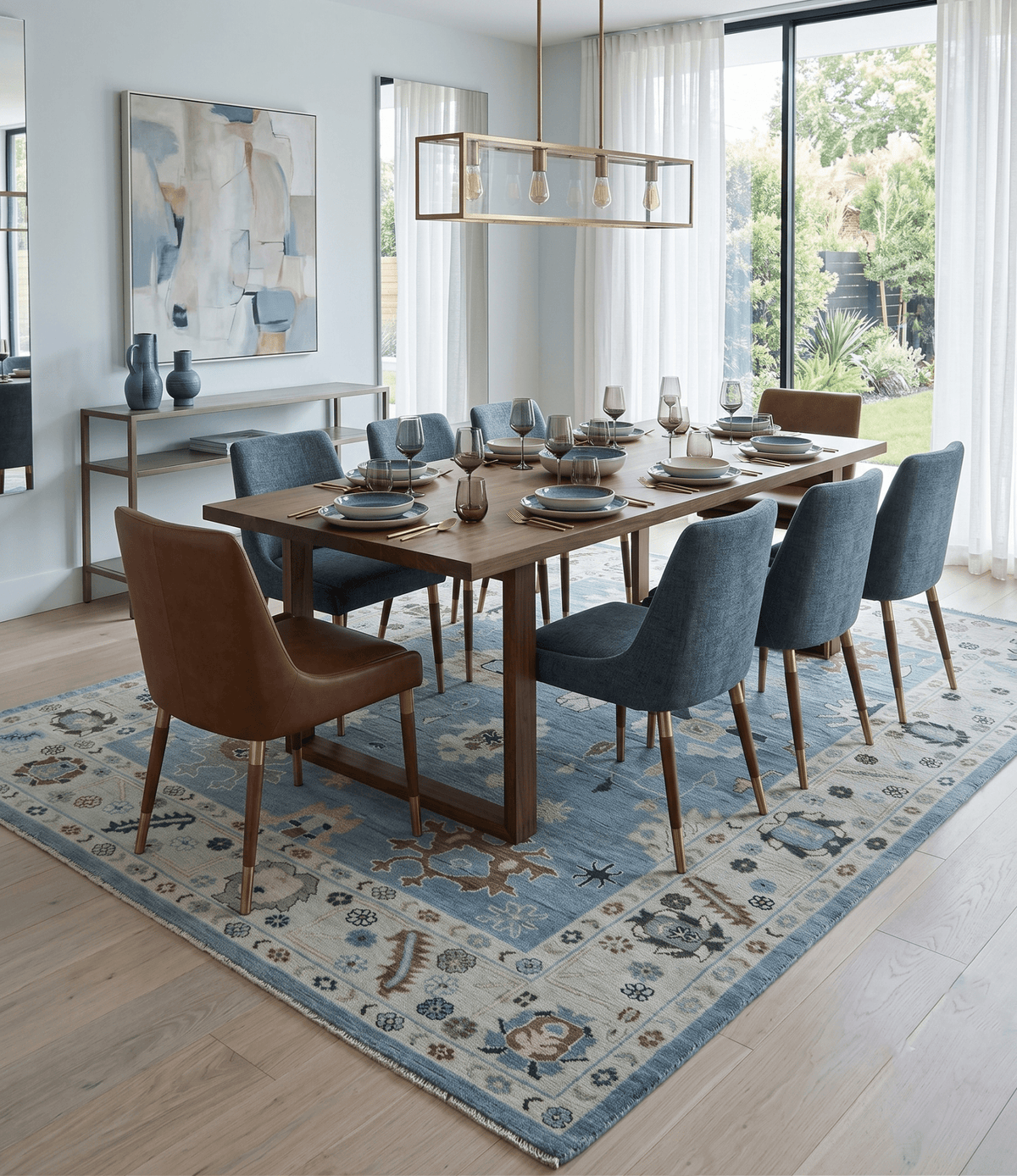 Hand Knotted Gray and Beige Traditional Oushak Wool Rug.