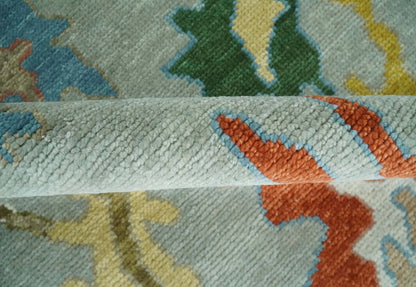 Hand Knotted Gray and Ivory Traditional Oushak Custom Made Wool Area Rug.
