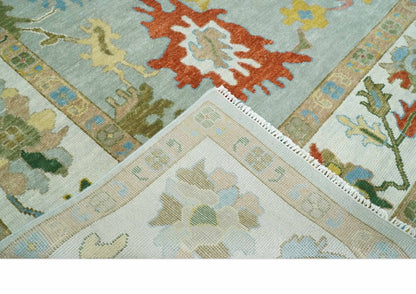 Hand Knotted Gray and Ivory Traditional Oushak Custom Made Wool Area Rug.
