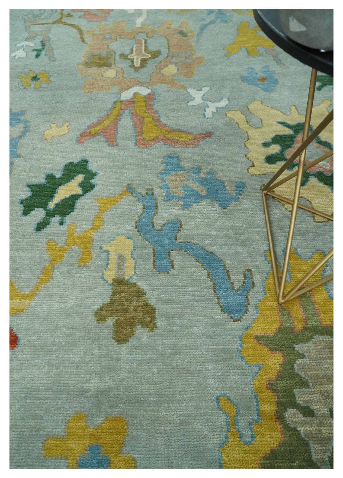 Hand Knotted Gray and Ivory Traditional Oushak Custom Made Wool Area Rug.