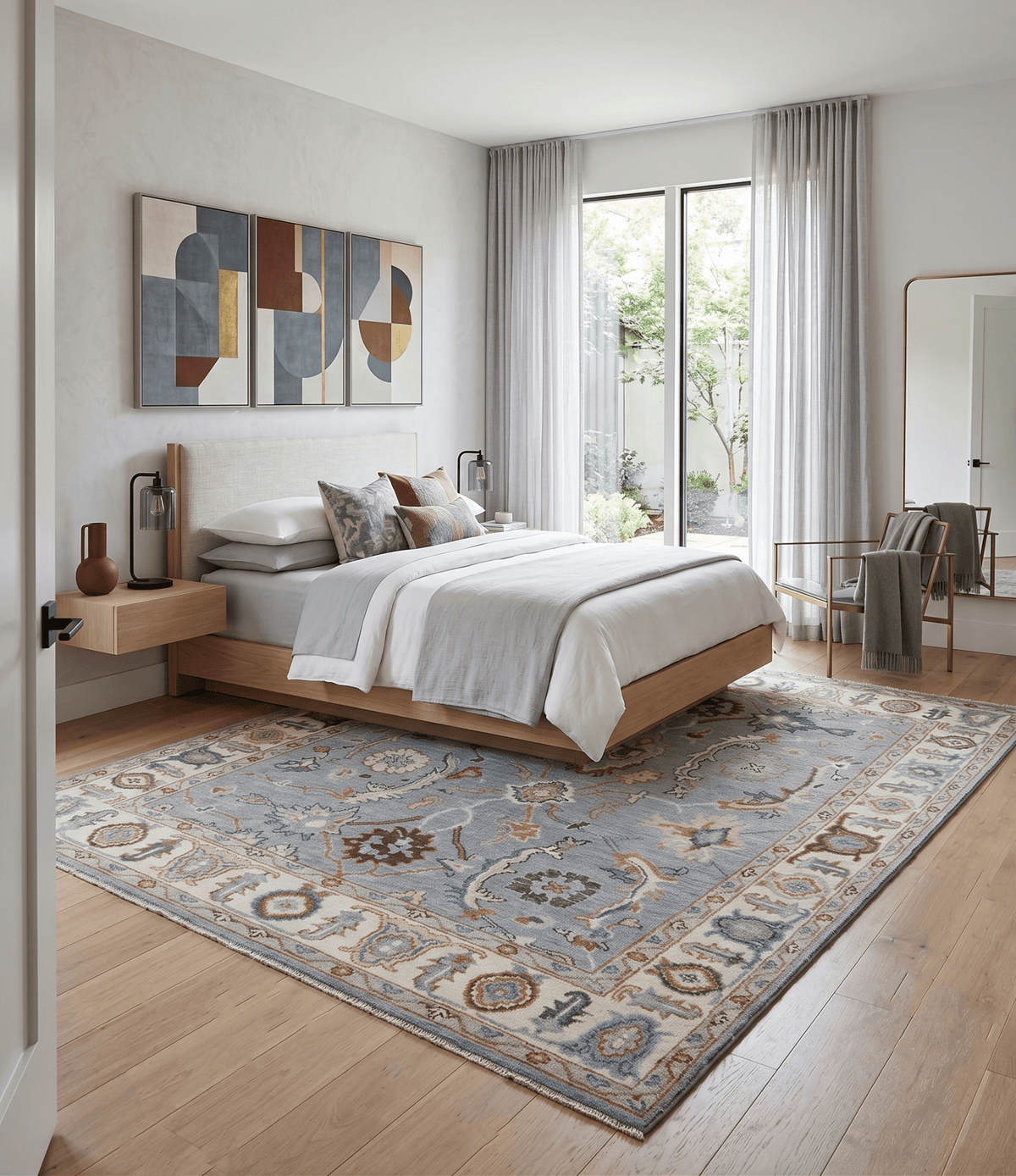 Hand Knotted Gray and Ivory Traditional Oriental Oushak Custom Made Wool Area Rug.