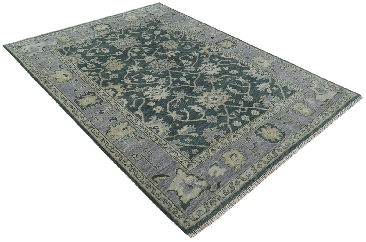Hand Knotted Gray and Silver Traditional Antique Wool Area Rug, Living Room and Bedroom Rug.