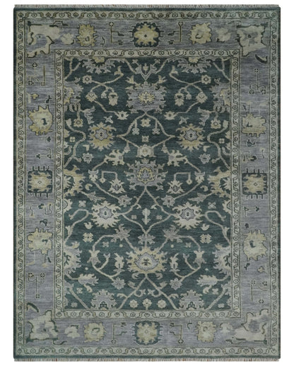 Hand Knotted Gray and Silver Traditional Antique Wool Area Rug, Living Room and Bedroom Rug.
