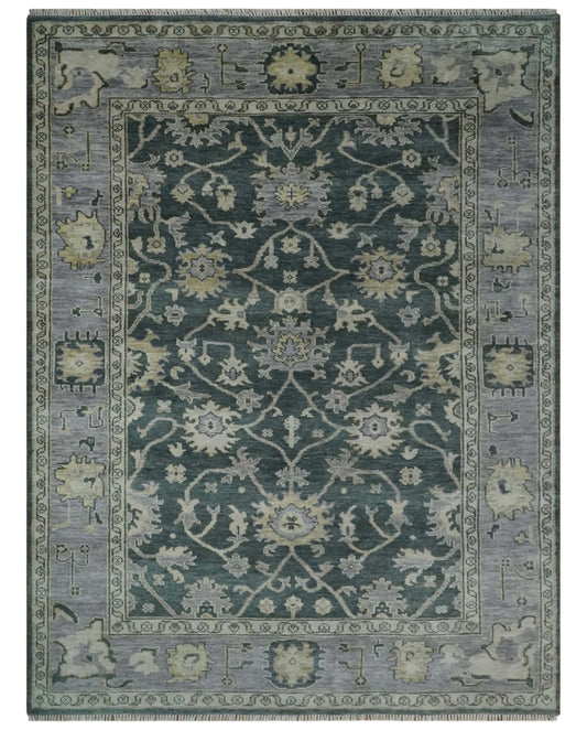 Hand Knotted Gray and Silver Traditional Antique Wool Area Rug, Living Room and Bedroom Rug.